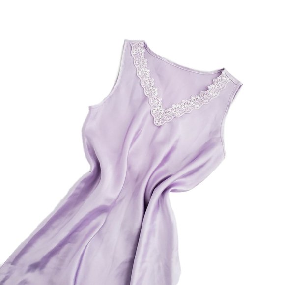 lavender silk slip dress